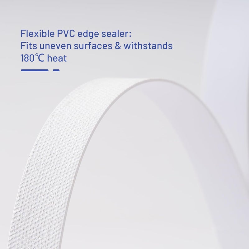 FAKILO PVC Edge Banding 3/4 inch x 10 ft Veneer Edge Banding White with Hot Melt Adhesive Pre - glued Iron on Edging Tape Trim for Cabinet Plywood Repairs and Furniture Restoration - Image 3